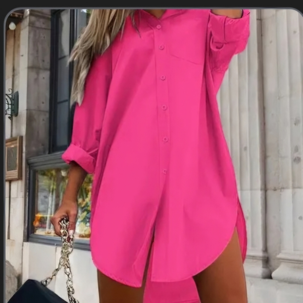 WOMENS HOT PINK Viscose Oversized Swimsuit Coverup NWT O/S